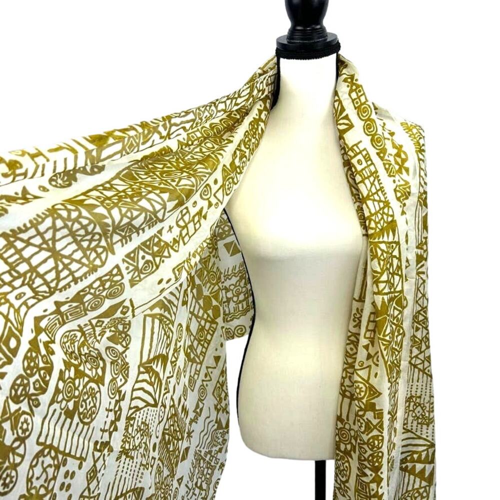 NWT Trades of Hope 100% Silk Tribal Pattern Long Scarf - Picture 2 of 7